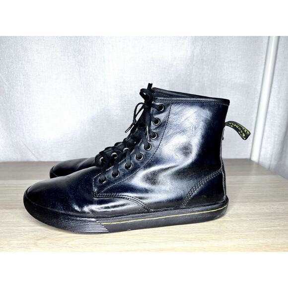 Doc Martens Sheridan Air Wair Black Leather Lace Up Combat Ankle Boots - Picture 2 of 10